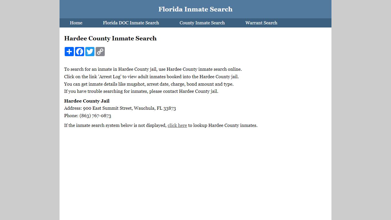 Hardee County Inmate Search