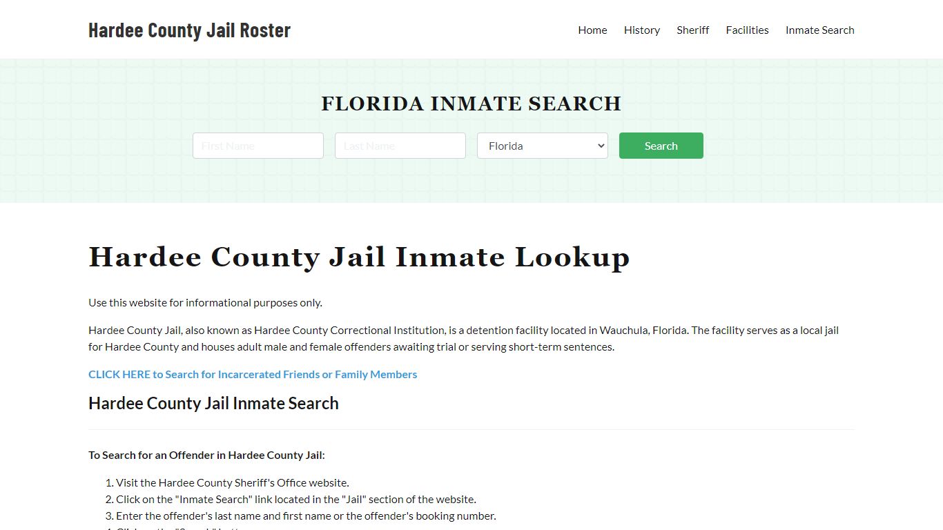 Hardee County Jail Roster Lookup, FL, Inmate Search