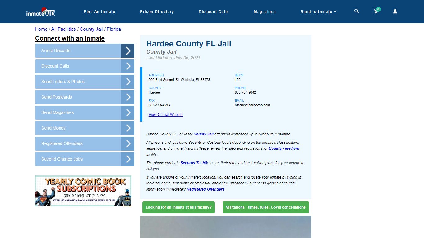 Hardee County FL Jail - Inmate Locator - Wachula, FL